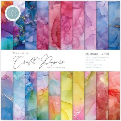 Craft Consortium Designpapier - Ink Drops Vivid Paper Pack